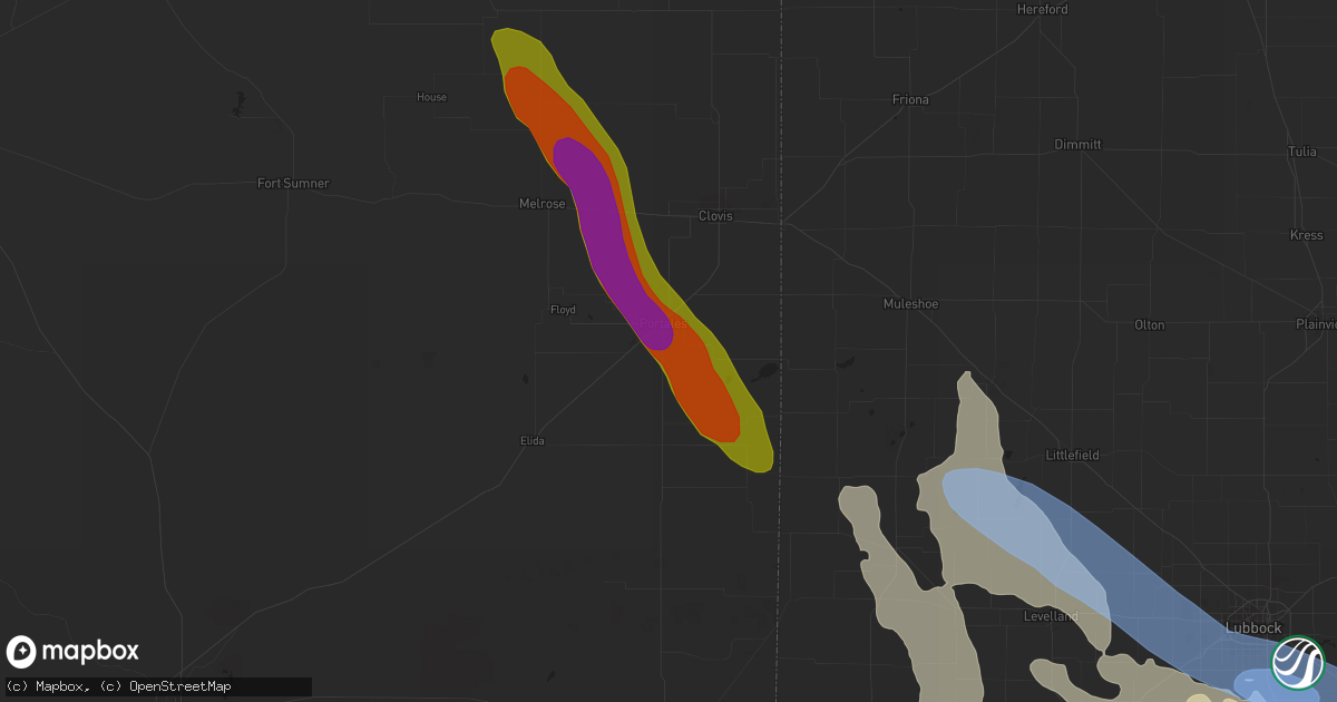Hail map in Portales, NM on June 22, 2020