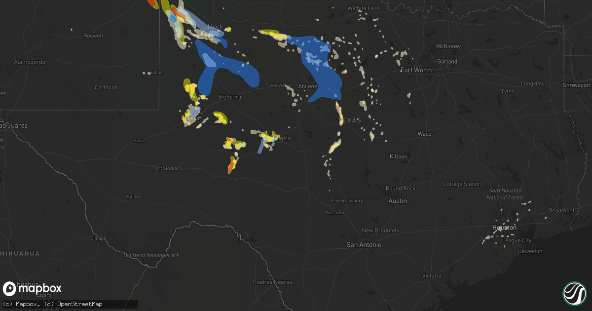 Hail map in Texas on June 22, 2020
