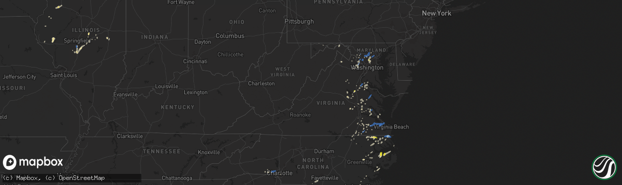 Hail map in Virginia on June 22, 2020