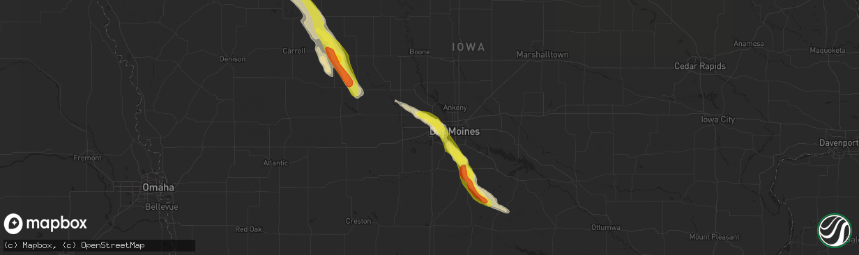 Hail map in Clive, IA on June 22, 2021