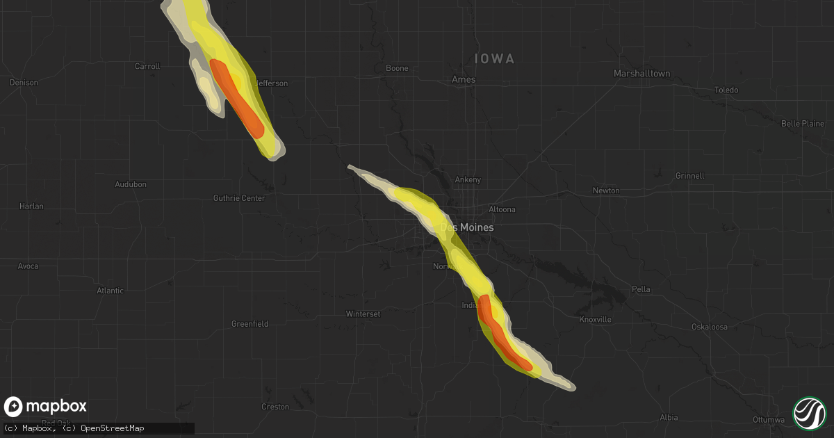 Hail map in Clive, IA on June 22, 2021