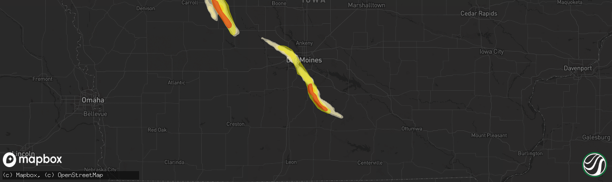 Hail map in Indianola, IA on June 22, 2021