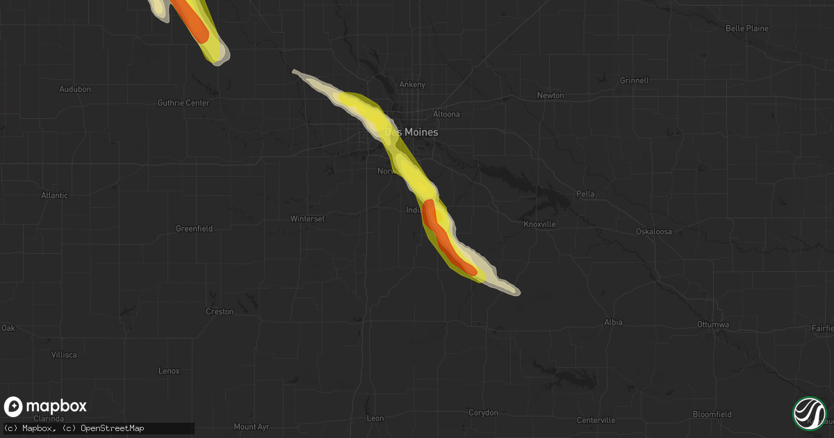 Hail map in Indianola, IA on June 22, 2021
