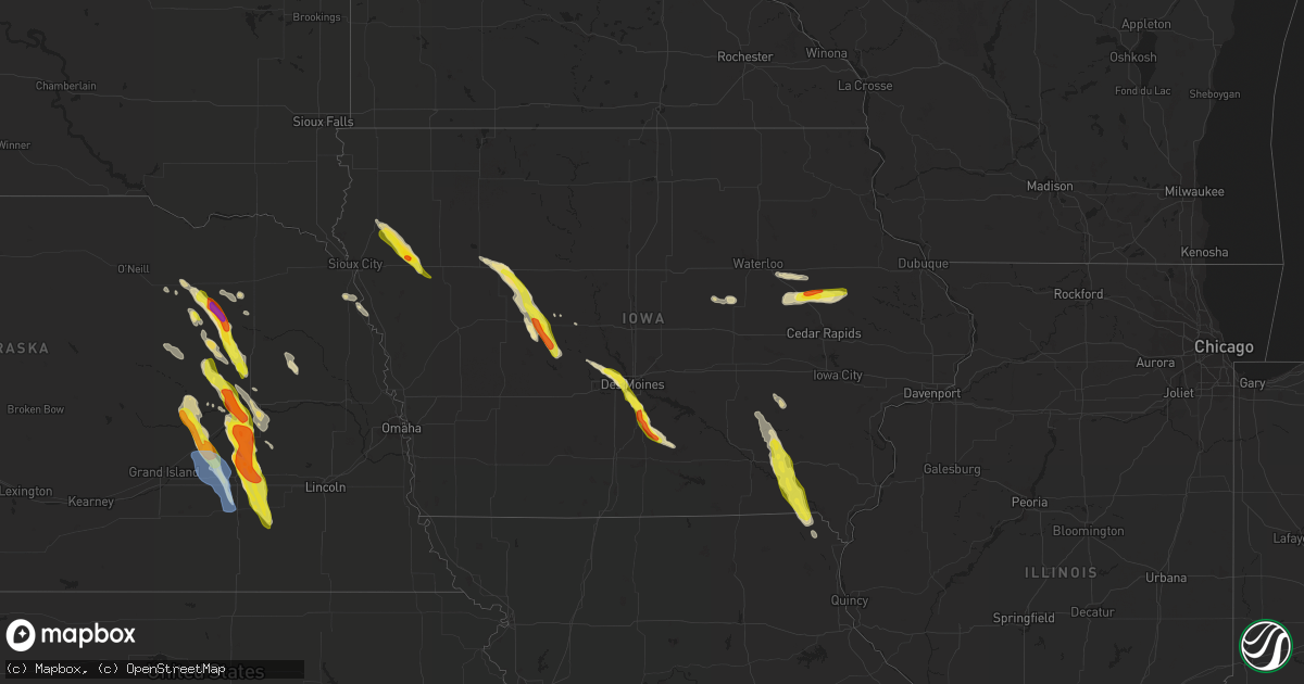 Hail map in Iowa on June 22, 2021