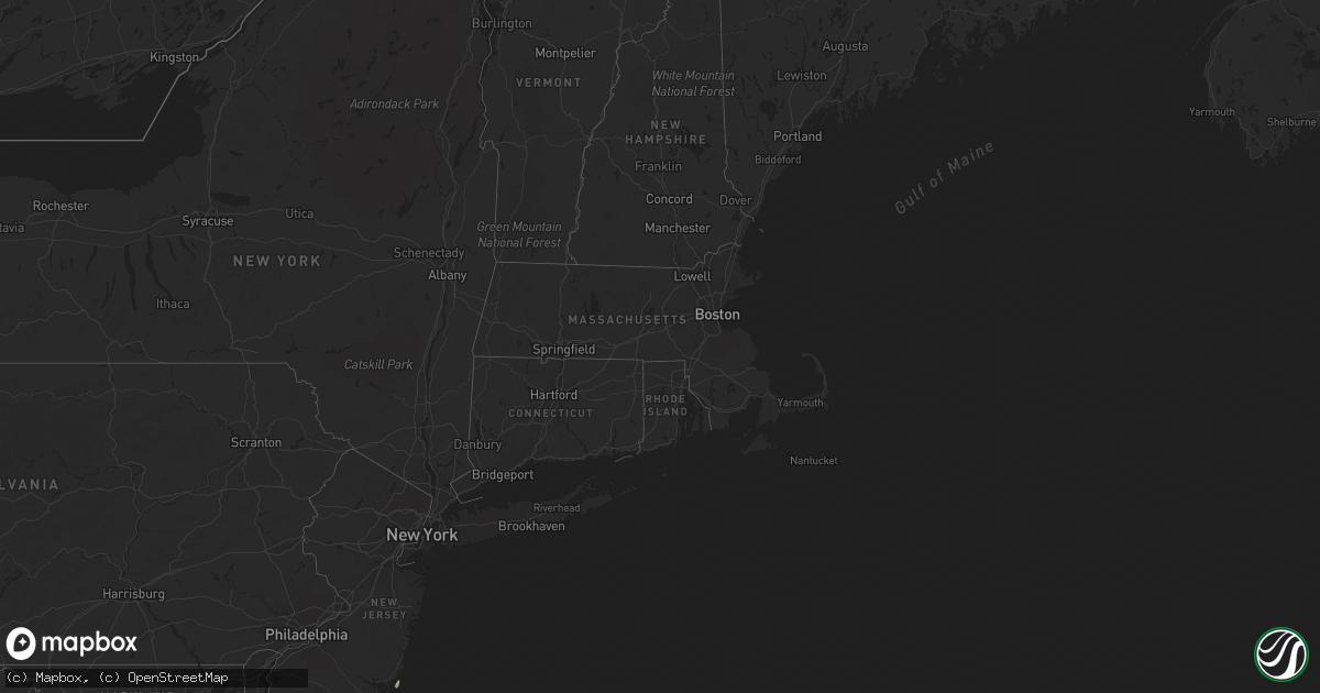 Hail map in Massachusetts on June 22, 2021