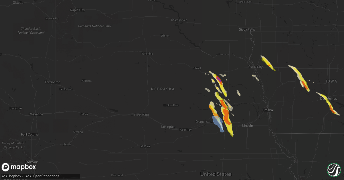 Hail map in Nebraska on June 22, 2021