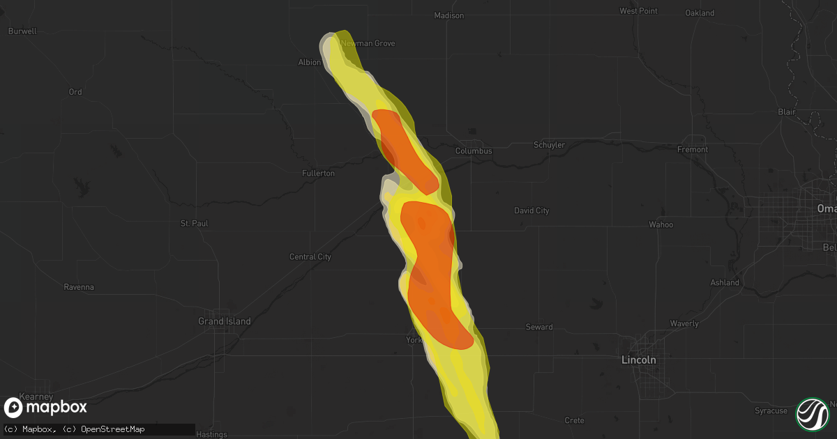 Hail map in Osceola, NE on June 22, 2021