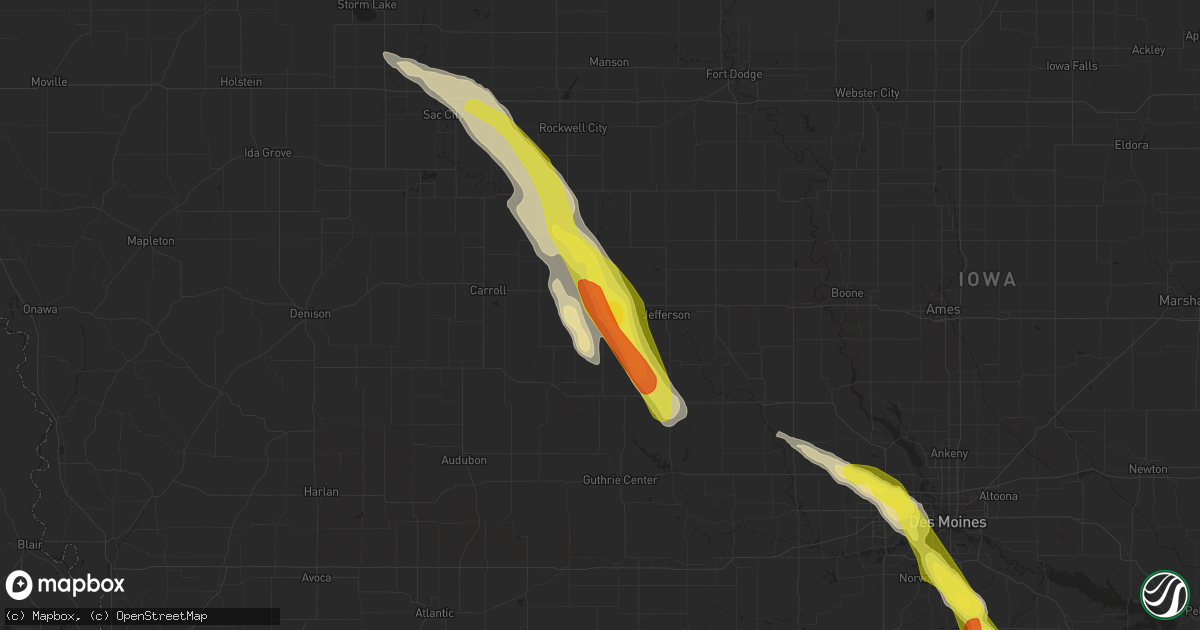 Hail map in Scranton, IA on June 22, 2021