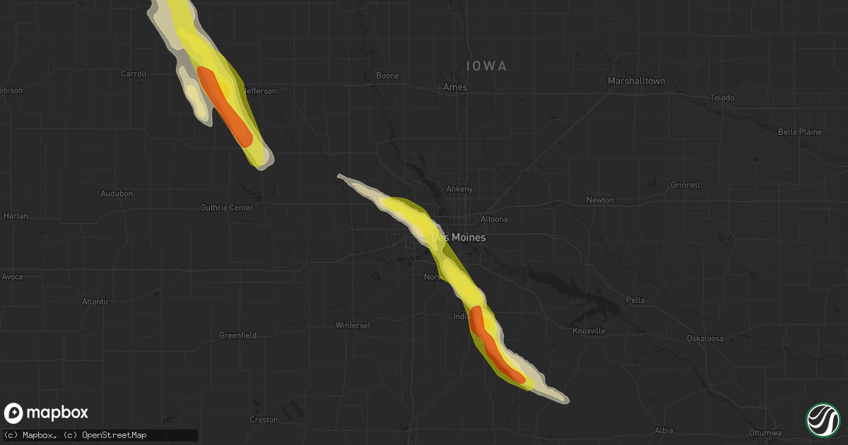 Hail map in Urbandale, IA on June 22, 2021