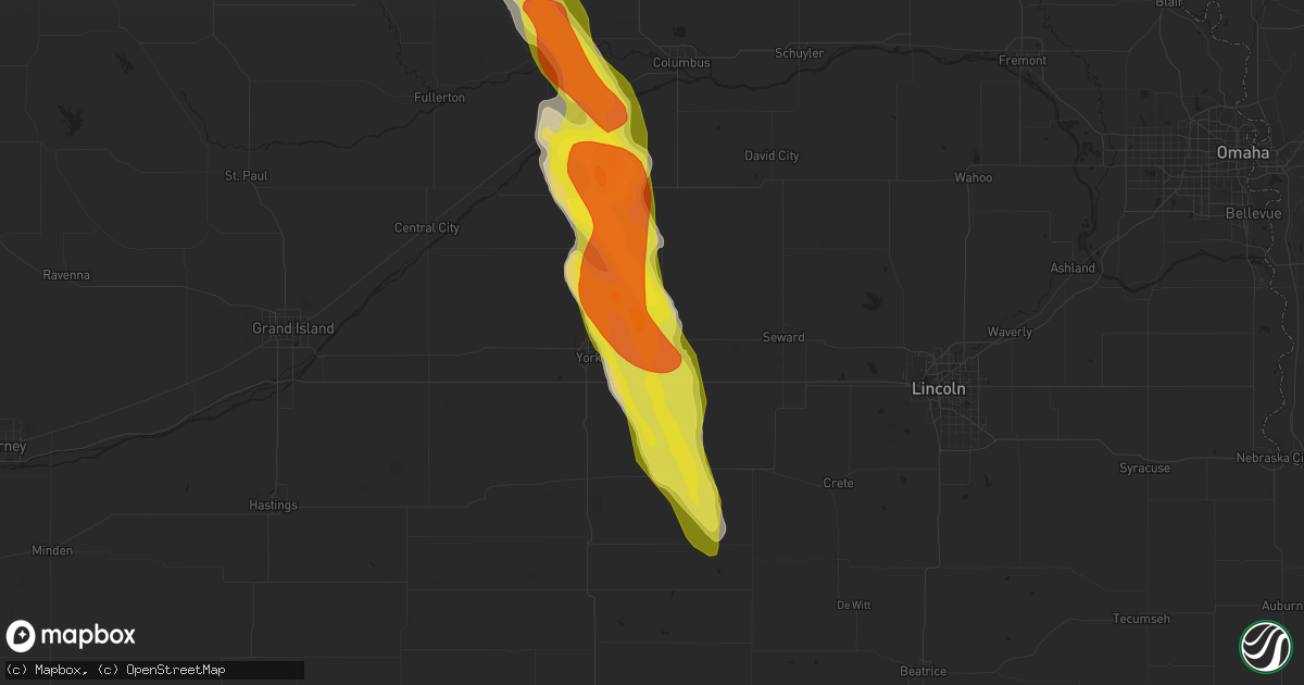 Hail map in Waco, NE on June 22, 2021