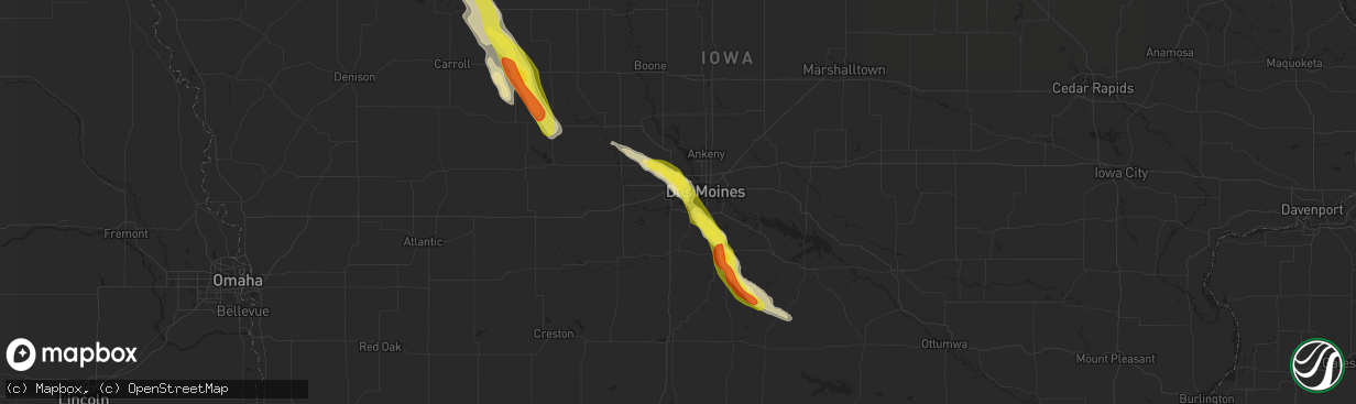Hail map in West Des Moines, IA on June 22, 2021