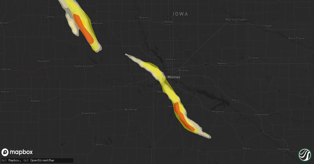 Hail map in West Des Moines, IA on June 22, 2021