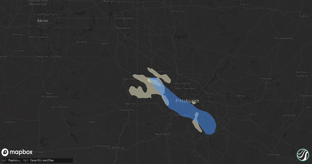 Hail map in Aliquippa, PA on June 22, 2022