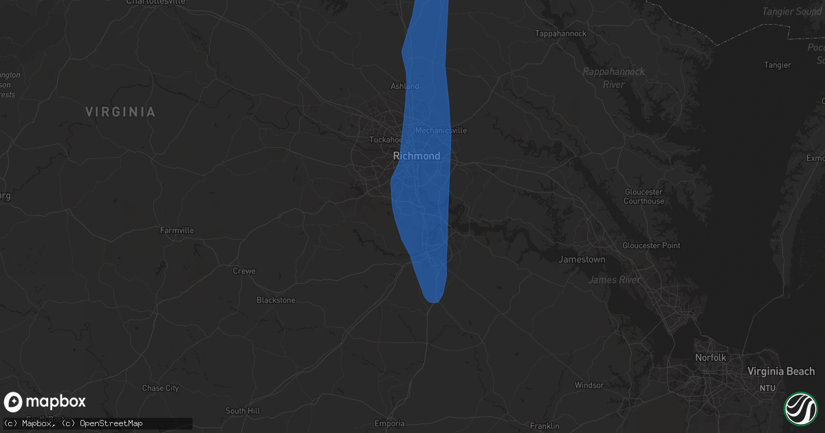 Hail map in Chester, VA on June 22, 2022