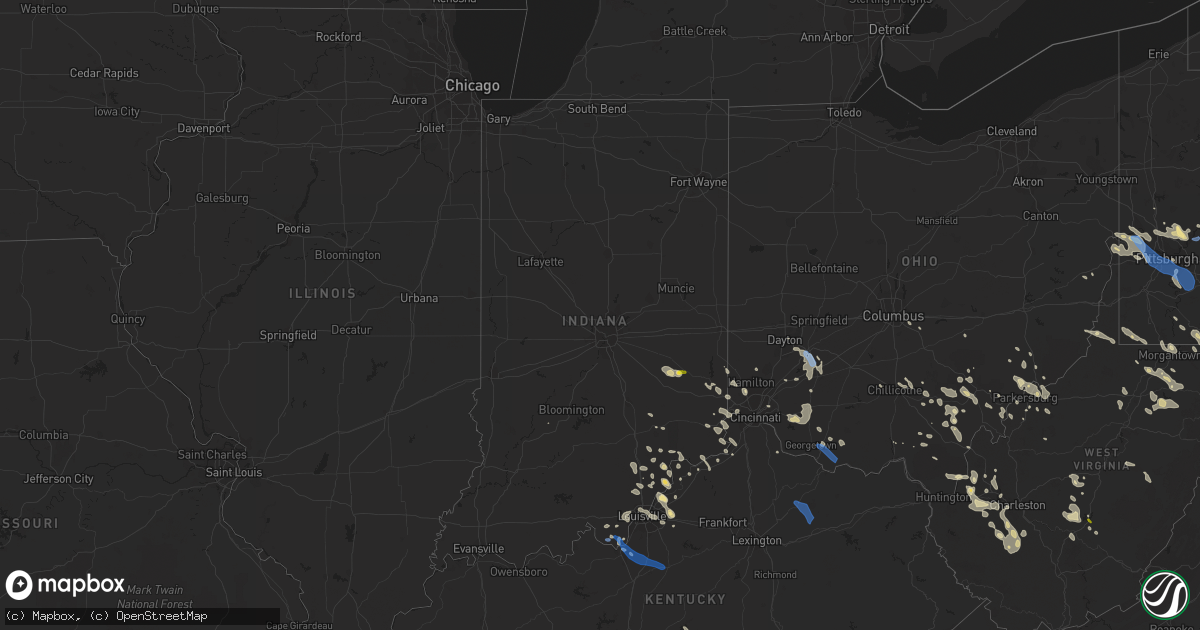 Hail map in Indiana on June 22, 2022