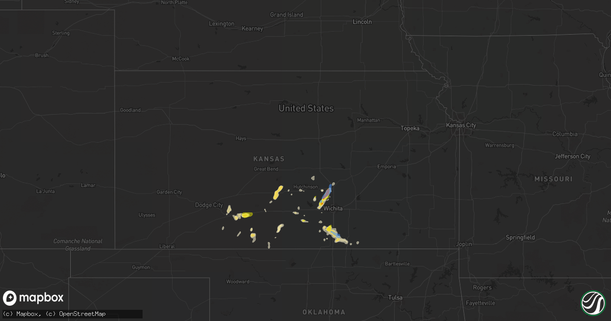 Hail map in Kansas on June 22, 2022