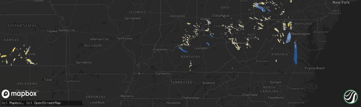 Hail map in Kentucky on June 22, 2022