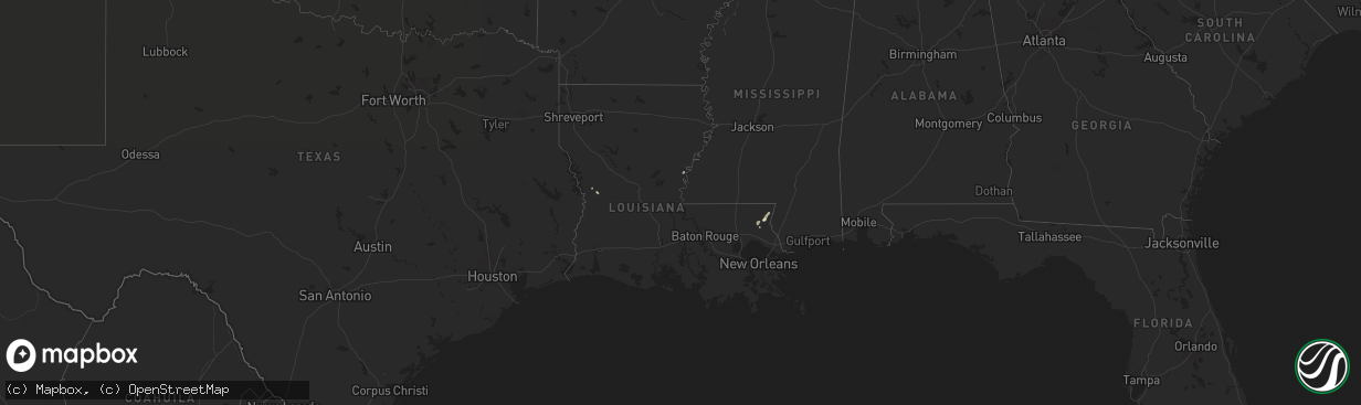 Hail map in Louisiana on June 22, 2022