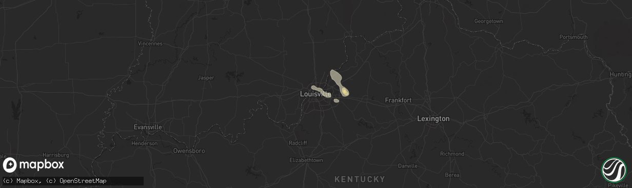 Hail map in Louisville, KY on June 22, 2022