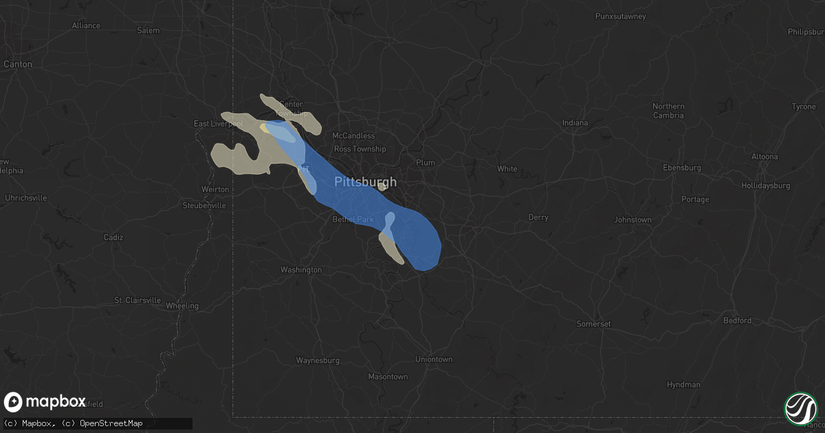 Hail map in Mckeesport, PA on June 22, 2022