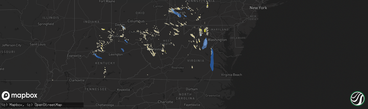 Hail map in Virginia on June 22, 2022