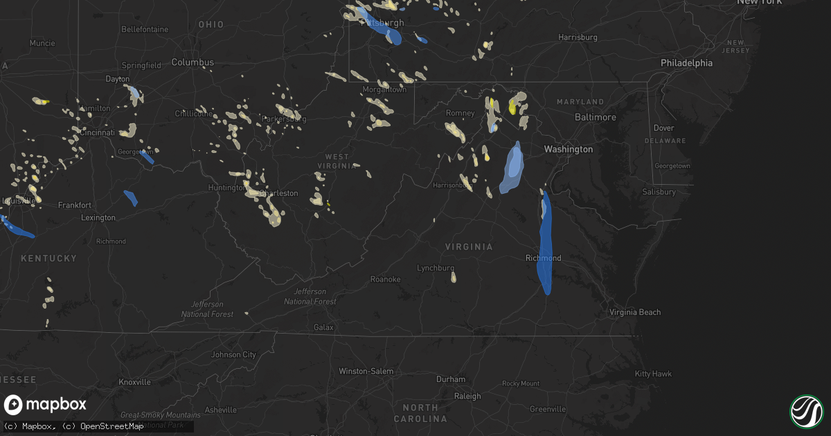 Hail map in Virginia on June 22, 2022