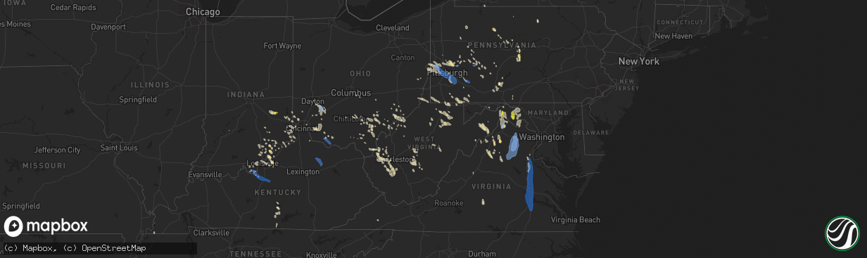 Hail map in West Virginia on June 22, 2022