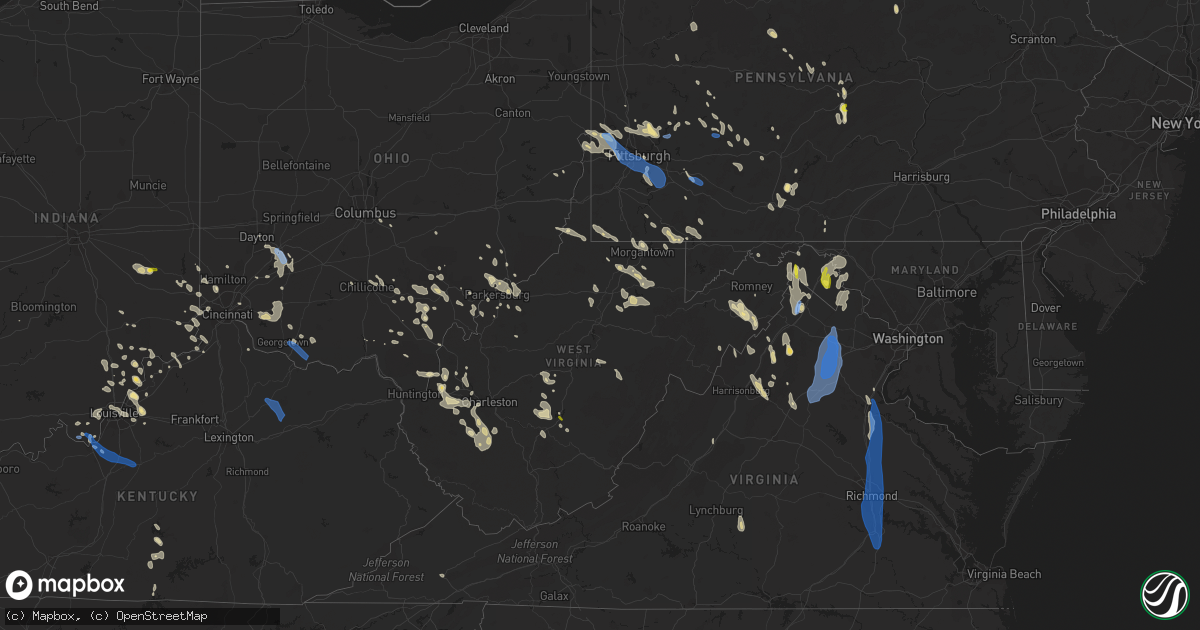 Hail map in West Virginia on June 22, 2022