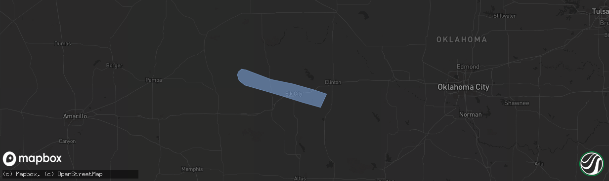 Hail map in Canute, OK on June 22, 2023