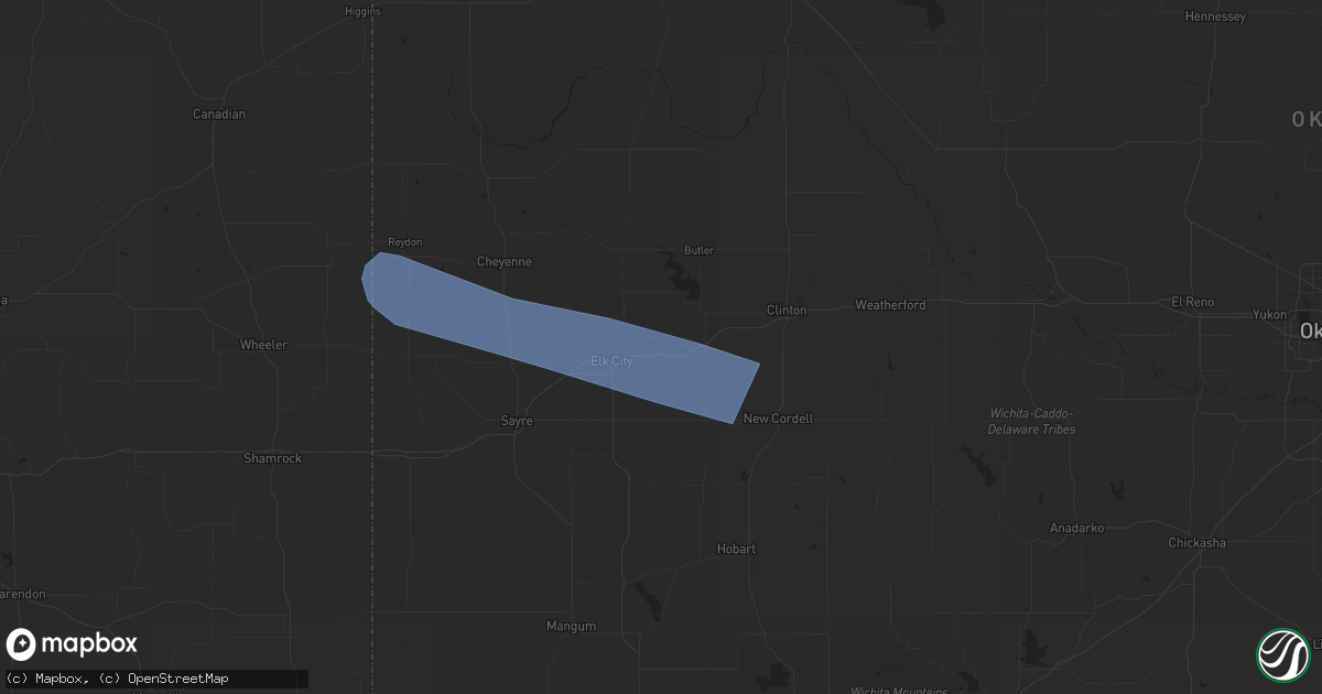 Hail map in Canute, OK on June 22, 2023