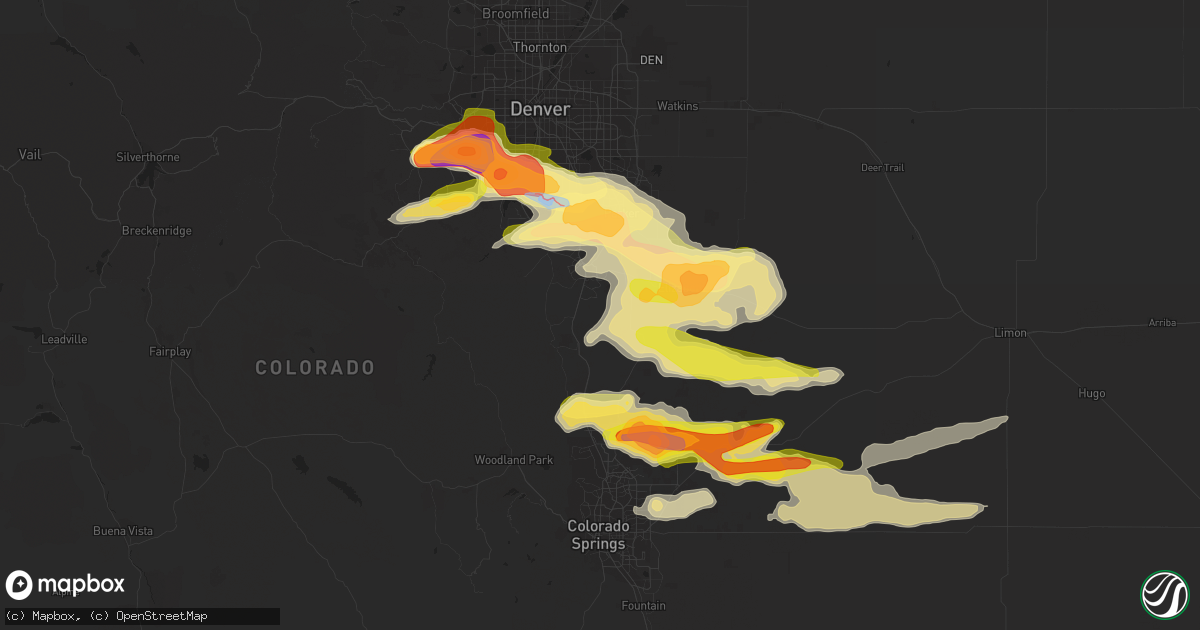 Hail map in Castle Rock, CO on June 22, 2023