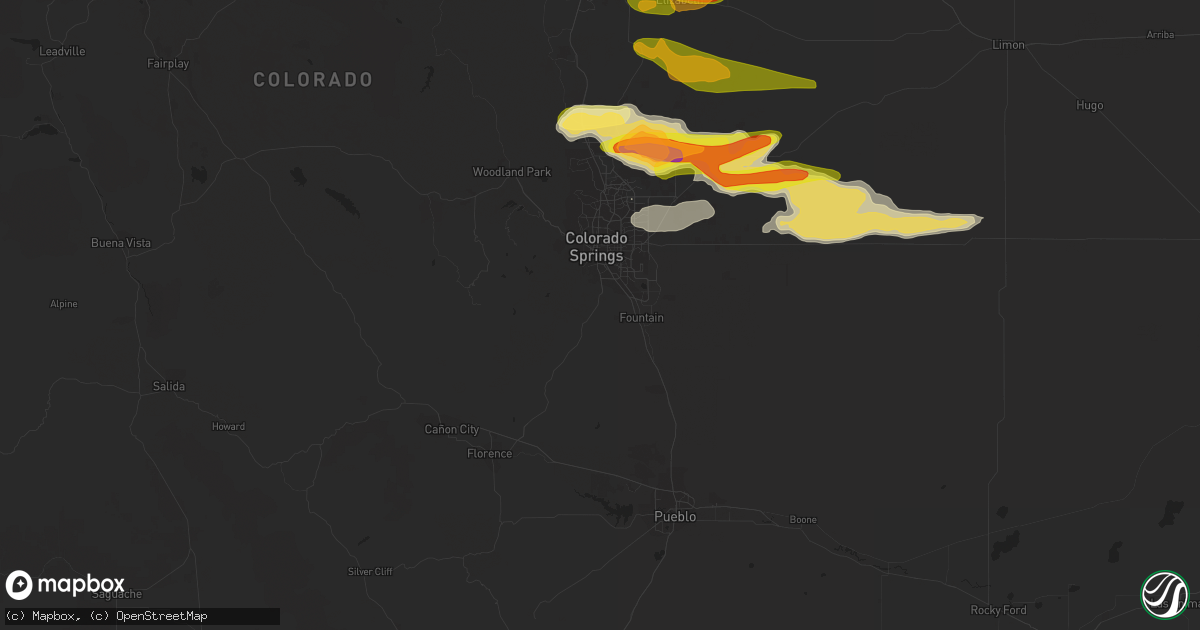 Hail map in Colorado Springs, CO on June 22, 2023