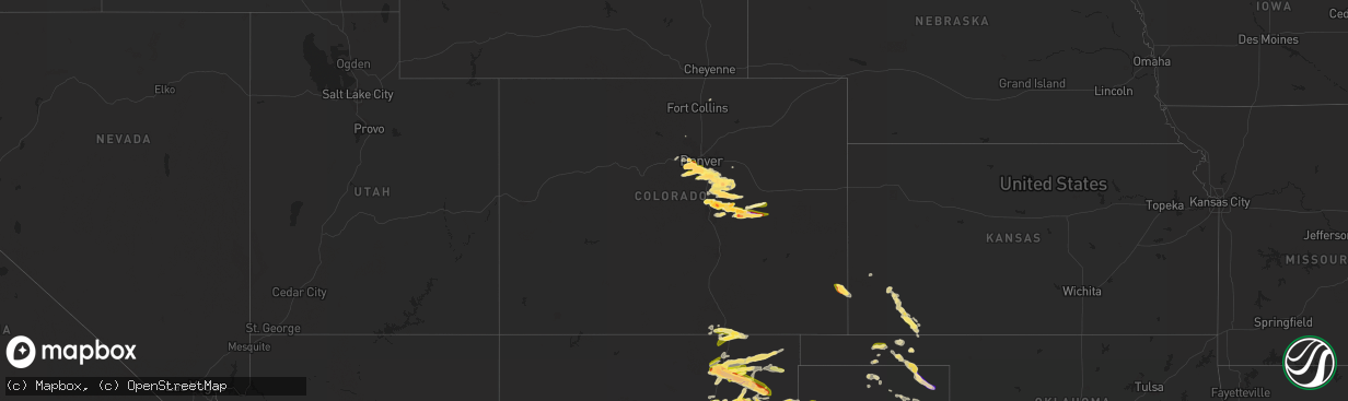 Hail map in Colorado on June 22, 2023