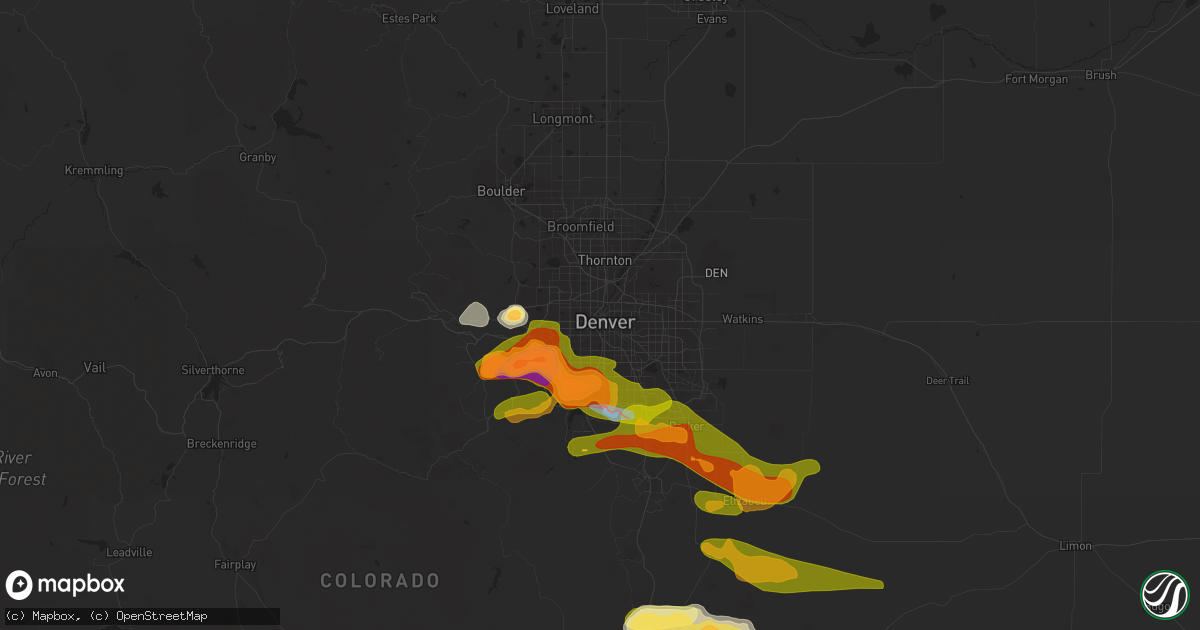 Hail map in Denver, CO on June 22, 2023