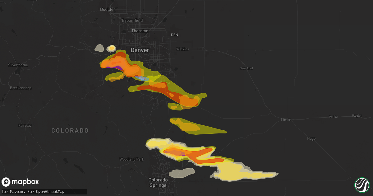 Hail map in Elizabeth, CO on June 22, 2023