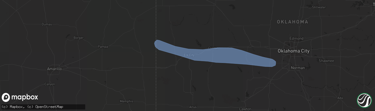 Hail map in Elk City, OK on June 22, 2023