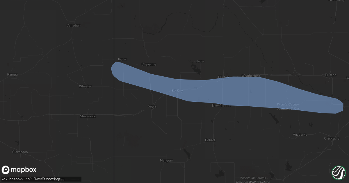Hail map in Elk City, OK on June 22, 2023