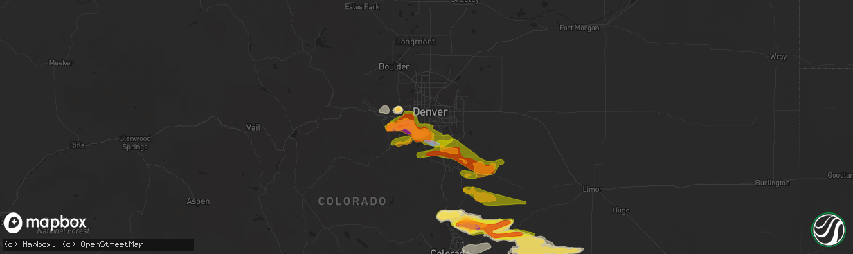 Hail map in Englewood, CO on June 22, 2023