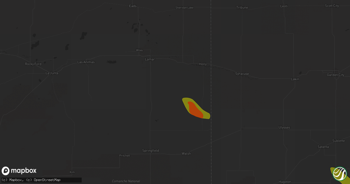 Hail map in Granada, CO on June 22, 2023