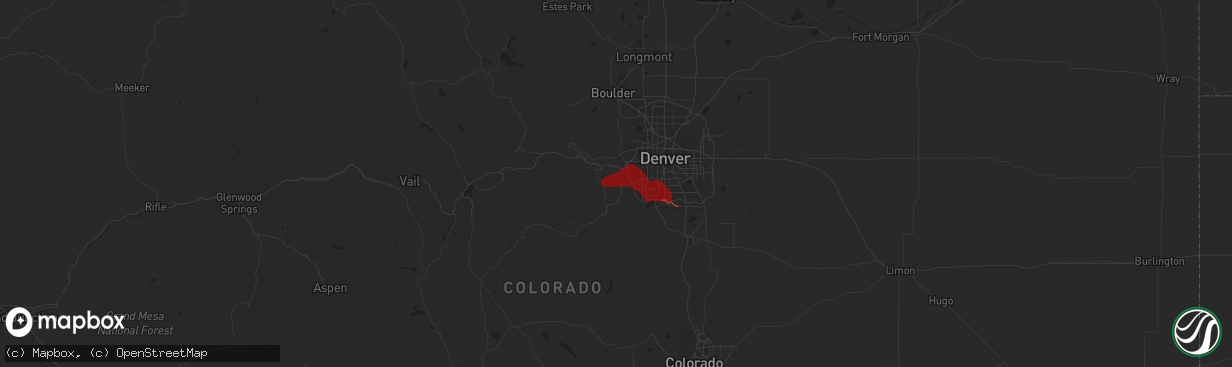 Hail map in Indian Hills, CO on June 22, 2023