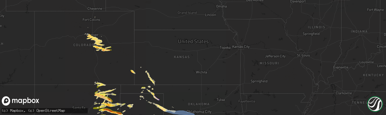 Hail map in Kansas on June 22, 2023