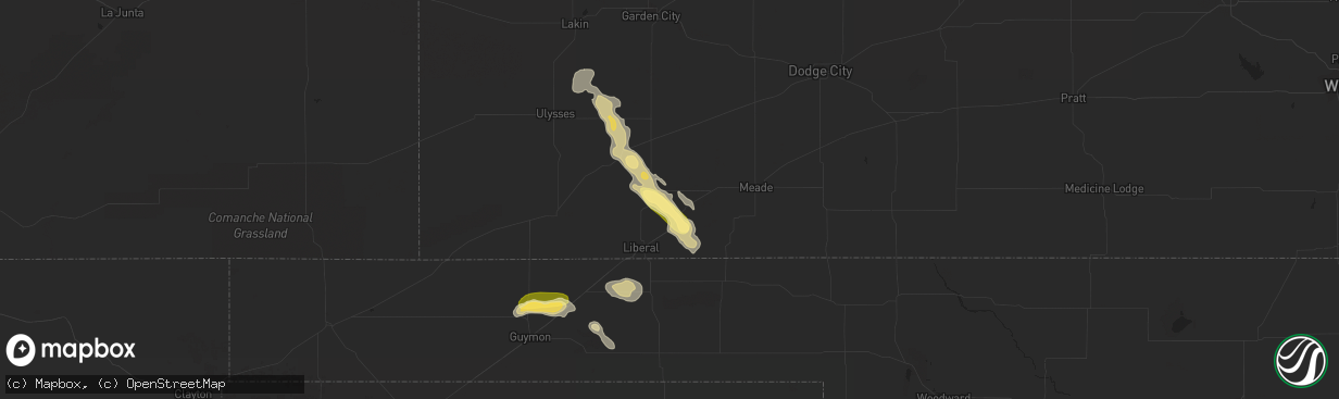 Hail map in Kismet, KS on June 22, 2023