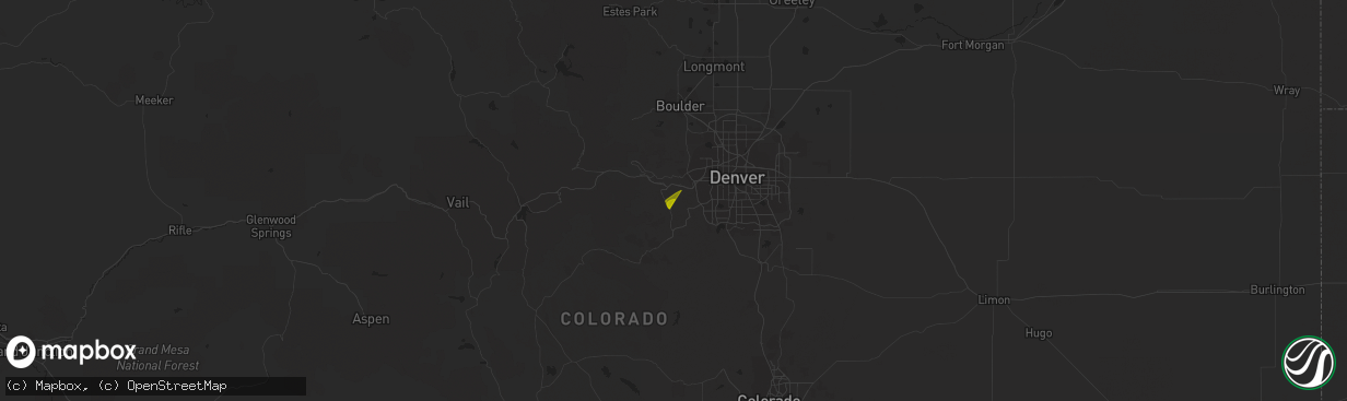 Hail map in Kittredge, CO on June 22, 2023