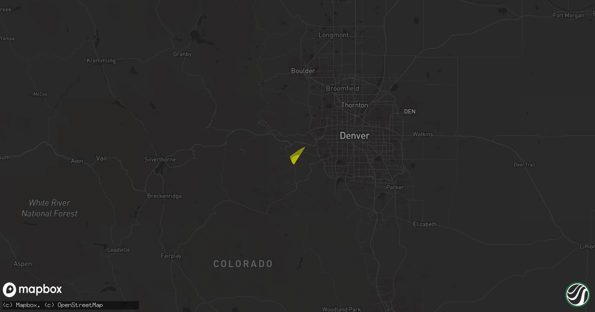 Hail map in Kittredge, CO on June 22, 2023