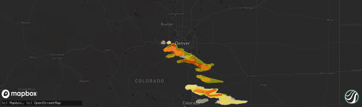 Hail map in Littleton, CO on June 22, 2023