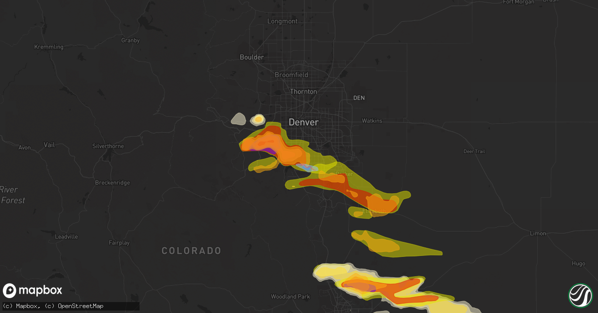 Hail map in Littleton, CO on June 22, 2023