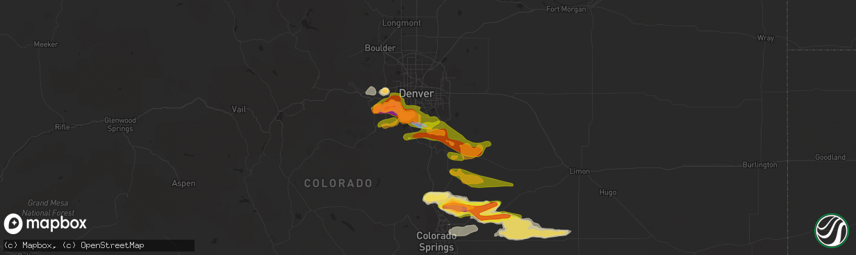 Hail map in Lone Tree, CO on June 22, 2023