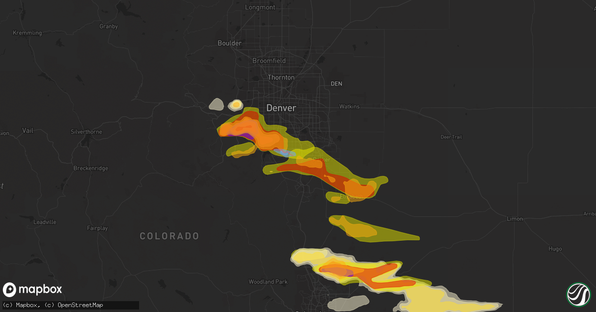 Hail map in Lone Tree, CO on June 22, 2023
