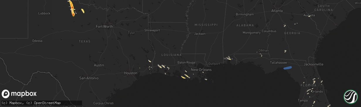 Hail map in Louisiana on June 22, 2023
