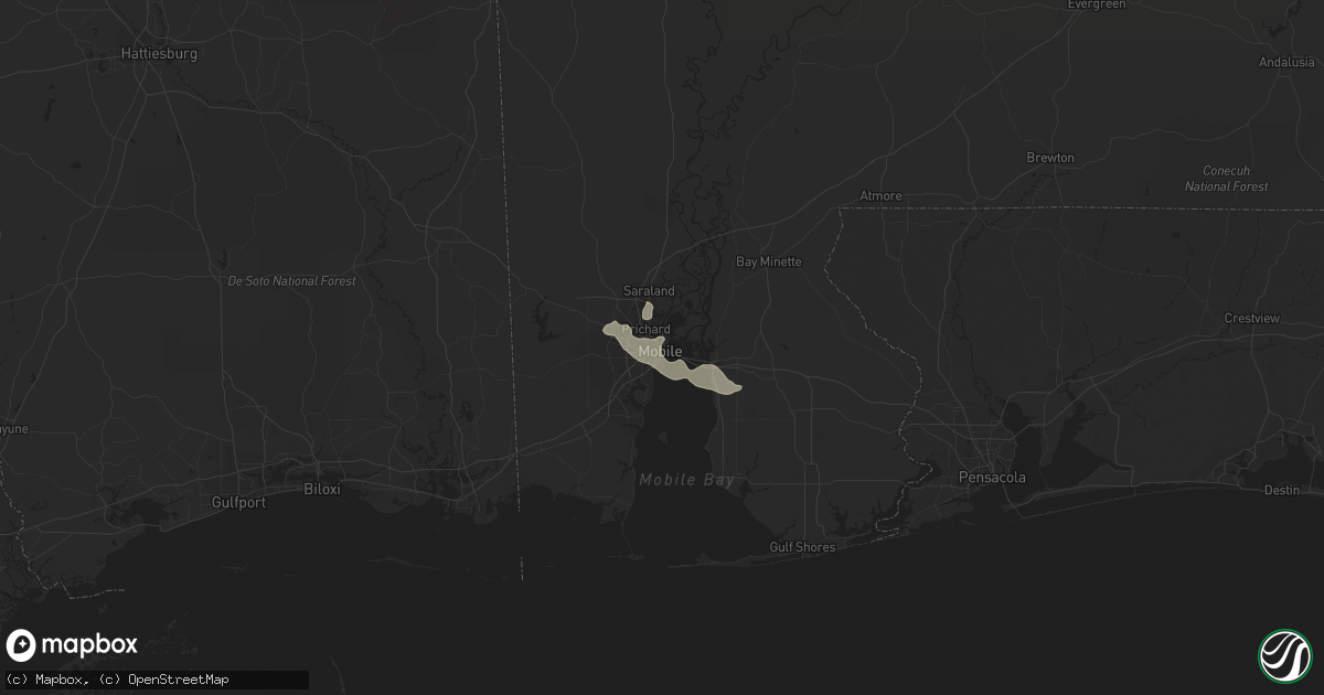 Hail map in Mobile, AL on June 22, 2023